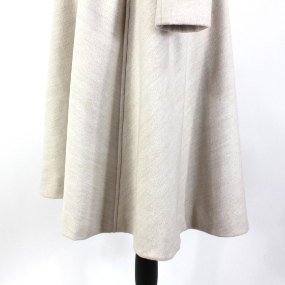 Anthropologie Evaline Textured Coat Natural Oatmeal Shawl Collar A Line Midi 0 - Picture 5 of 8